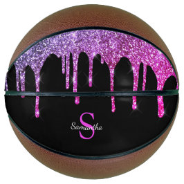 Chic Pink Lila Glitzer Sparkle Tropfen Monogram Basketball