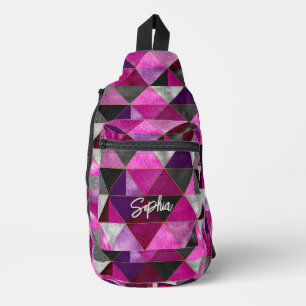 Chic pink lila grau geometrisch crossbody bag