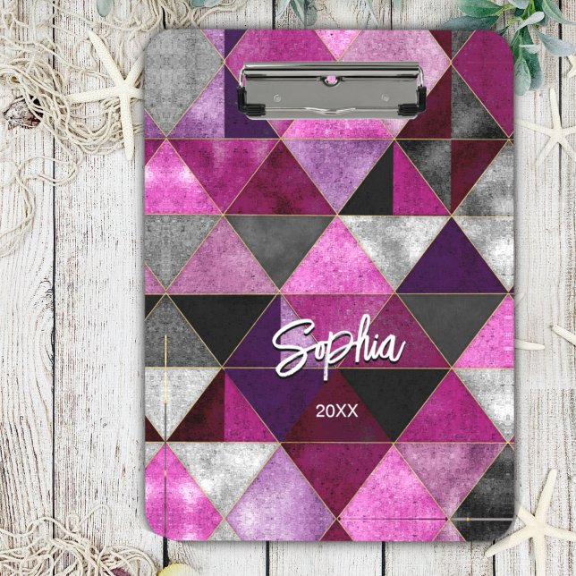 Chic pink lila grau geometrisch klemmbrett (Von Creator hochgeladen)
