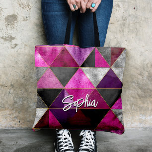 Chic pink lila grau geometrisch tasche