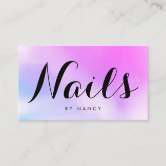 Chic Pink Lila Wasserfarbe-Nageltechnik Visitenkarte