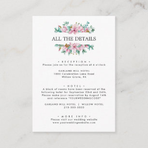 Chic Pink Magnolia Wedding Details Anleitungen Begleitkarte