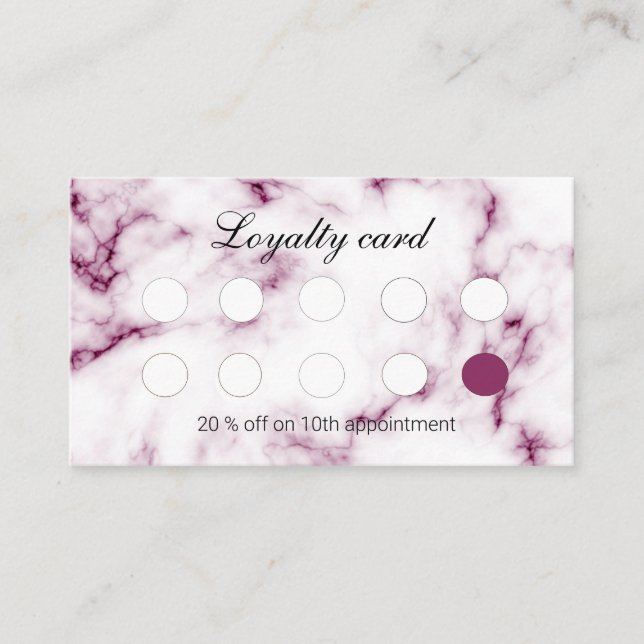 Chic Pink Marble Nail Salon Loyalty Card Treuekarte (Vorderseite)