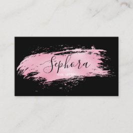Chic Pink Metallic Foil Paint Stroke Visitenkarte