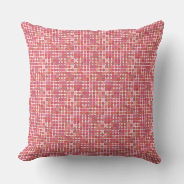 Chic Pink Modern gechecktes Kissen (Vorderseite)
