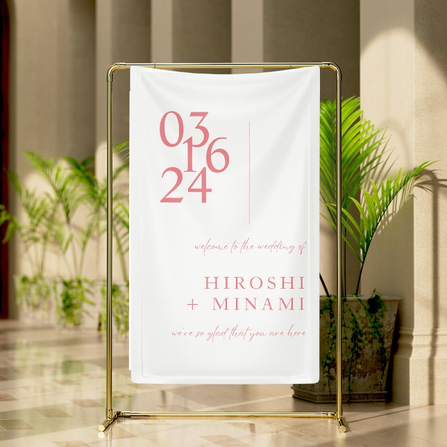 Chic Pink Moderne Minimalistische Hochzeit Willkom Banner (Von Creator hochgeladen)