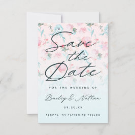 Chic Pink Ombre French Garden Bloral Peony Wedding Save The Date