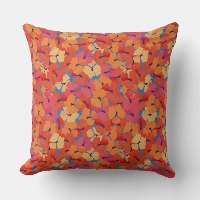 Chic Pink Orange Gelbe Pfoten Kissen oder Kissen (Vorderseite)