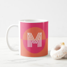 Chic Pink Orange Geometric Modern Monogram Kaffeetasse