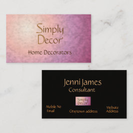 Chic Pink Orange Interior Decorator Business Card Visitenkarte