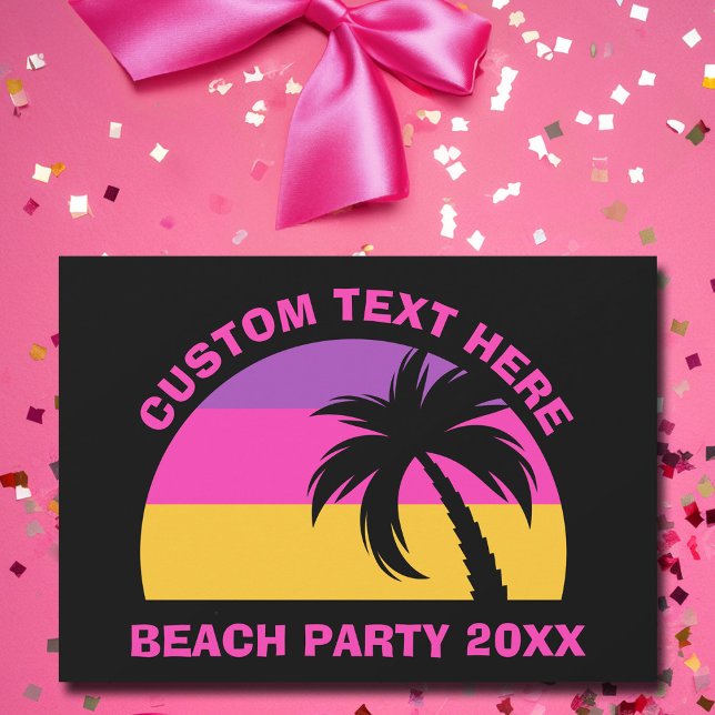 Chic Pink Palm Tree Custom Island Beach Party Einladung (Von Creator hochgeladen)