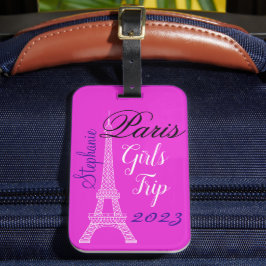 Chic Pink Paris Eiffelturm Girls Tour Gepäckanhänger
