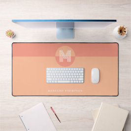Chic Pink Peach Geometric Modern Monogram Schreibtischunterlage