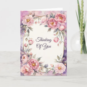 Chic Pink Peony Oval Rahmen Denken Sie an Sie Karte