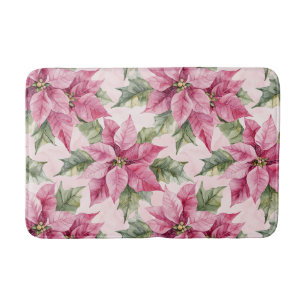 Chic Pink Poinsettia Blume Weihnachten Badematte