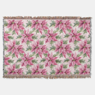 Chic Pink Poinsettia Blume Weihnachten Decke