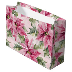 Chic Pink Poinsettia Blume Weihnachten Große Geschenktüte