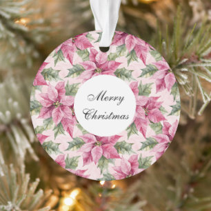 Chic Pink Poinsettia Blume Weihnachten Ornament