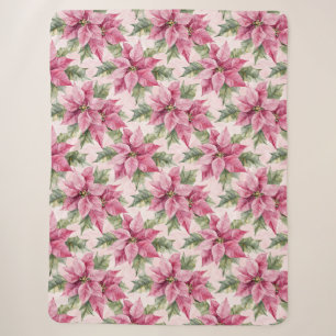 Chic Pink Poinsettia Blume Weihnachten Sherpadecke