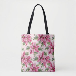 Chic Pink Poinsettia Blume Weihnachten Tasche