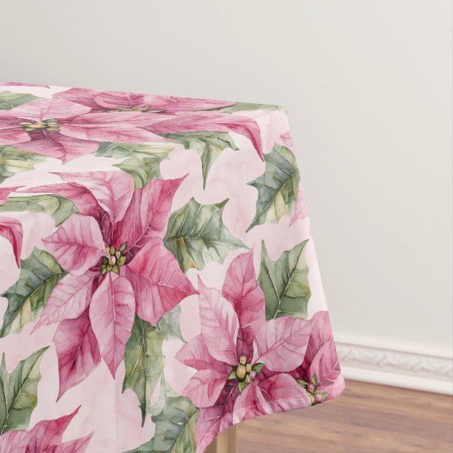 Chic Pink Poinsettia Blume Weihnachten Tischdecke (Beispiel)