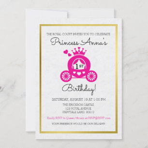 Chic Pink Princess Invitation au premier anniversa