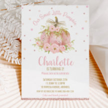 Chic Pink Pumpkin 1. Geburtstag Floral Girl