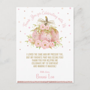 Chic Pink Pumpkin 1. Geburtstag Party Vielen Dank Postkarte