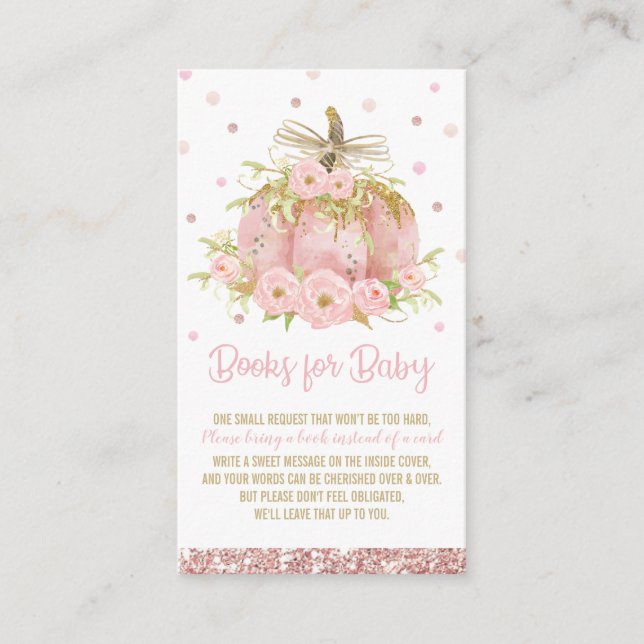 Chic Pink Pumpkin Baby Dusche Girl Bringen Sie ein Begleitkarte (Vorderseite)