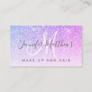 Chic Pink Purple Glitter Makeup Artist Friseursalo Visitenkarte