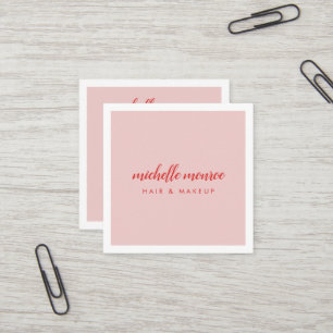 Chic Pink/Red Makeup Artist, Hair Stylist Quadratische Visitenkarte
