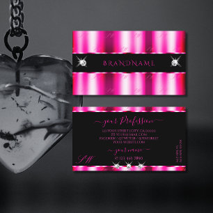 Chic Pink Red Ombre Black Sparkle Jewels Initials Visitenkarte
