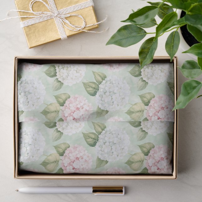 Chic Pink Romantic Blue White Floral Wedding Seidenpapier (Geschenk)