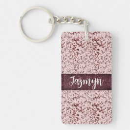 Chic Pink Rose Blush Glittery Marmor Personalisier Schlüsselanhänger