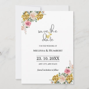 Chic Pink, Rose Gold Eukalyptus Floral Wedding Save The Date