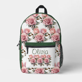 Chic Pink Roses Bedruckter Rucksack
