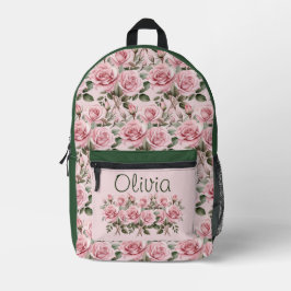 Chic Pink Roses Bedruckter Rucksack