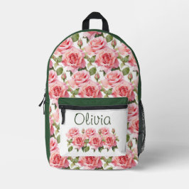 Chic Pink Roses Bedruckter Rucksack