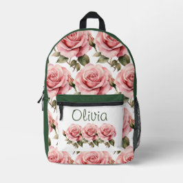 Chic Pink Roses Bedruckter Rucksack