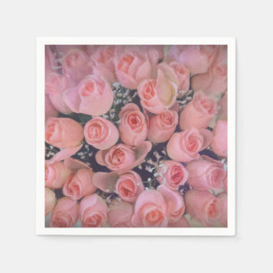 Chic Pink Roses Bouquet Land Vintag Serviette