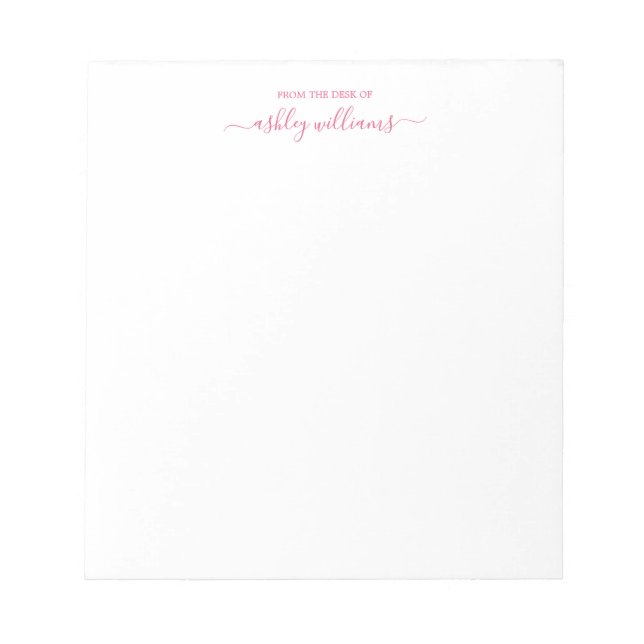 Chic Pink Script aus dem Schreibtisch mit eigenem  Notizblock (Vorderseite)