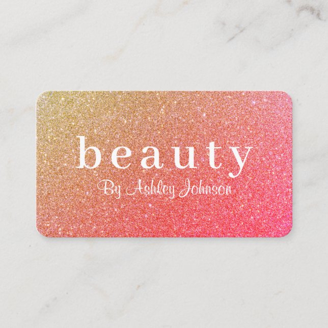 Chic Pink Sparkle Beauty Salon Loyalität Visitenkarte (Vorderseite)