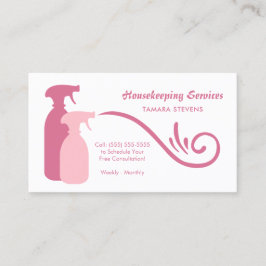 Chic Pink Spray Bottles Housekeeping Services Visitenkarte
