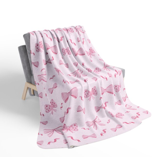 Chic Pink Stilvolle Coquette Bow Wiederholungsmust Sherpadecke (Von Creator hochgeladen)