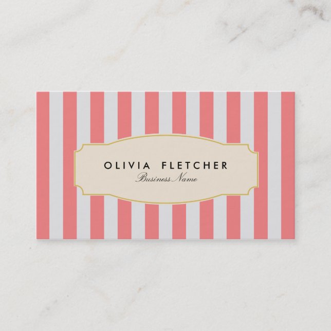 Chic Pink Stripes Business Cards Visitenkarte (Vorderseite)