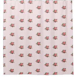 Chic Pink Tee Rose und Streifen Duschvorhang