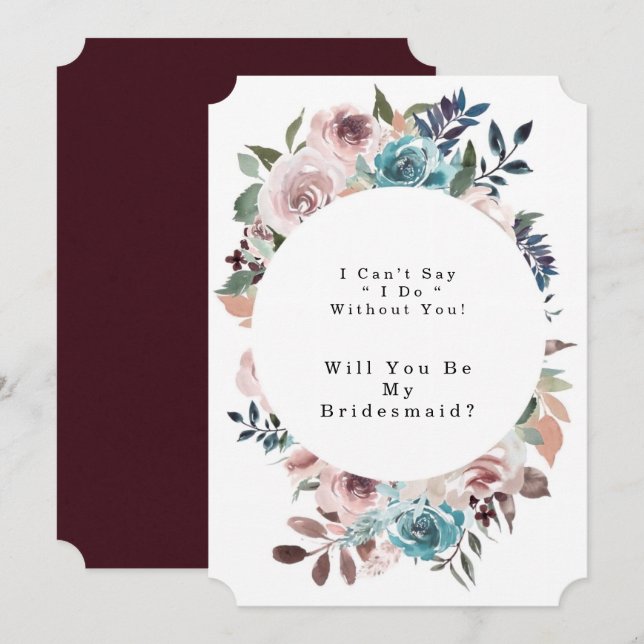 Chic Pink und Aquamarin Peony werden Sie meine Bri Einladung (Vorne/Hinten)