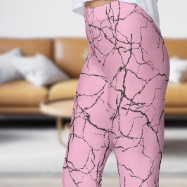 Chic Pink und Black Fracture Pattern Leggings