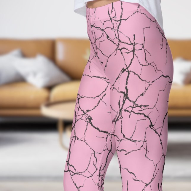 Chic Pink und Black Fracture Pattern Leggings (Chic Pink and Black Fracture Pattern Leggings)