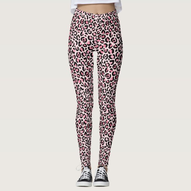 Chic Pink und Black Leopard Leggings (Vorderseite)